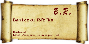 Babiczky Réka névjegykártya